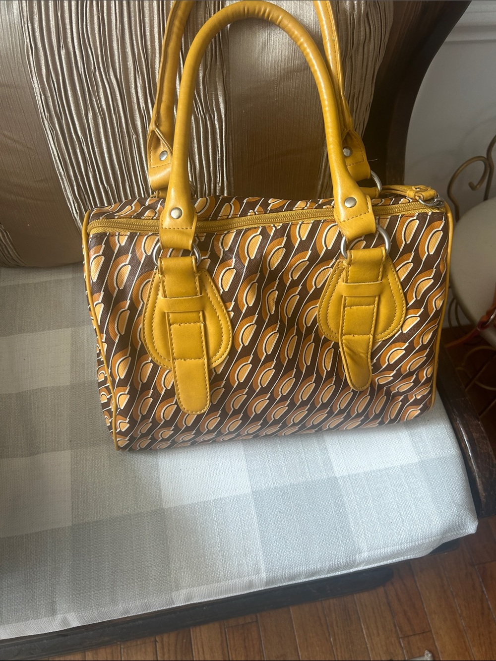 Vintage Yellow Patterned Women’s Satchel Bag